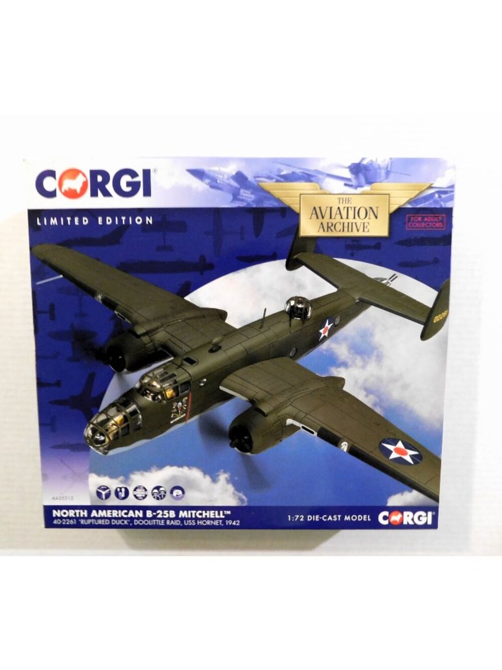 Corgi 1:72 Diecast B-25B Mitchell Ruptured Duck Doolittle Raid Ltd Ed AA35312